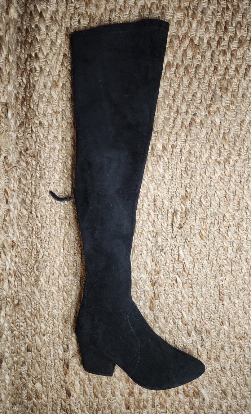 Vero Cuoio Italian Soft Suede Leather Over-the-Knee Black Boots Size 245, US 7.5